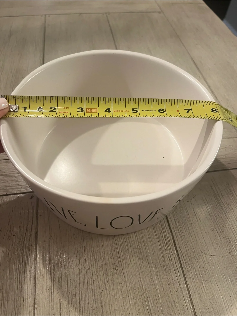 Rae Dunn White Ceramic Dog Bowl with Black Script